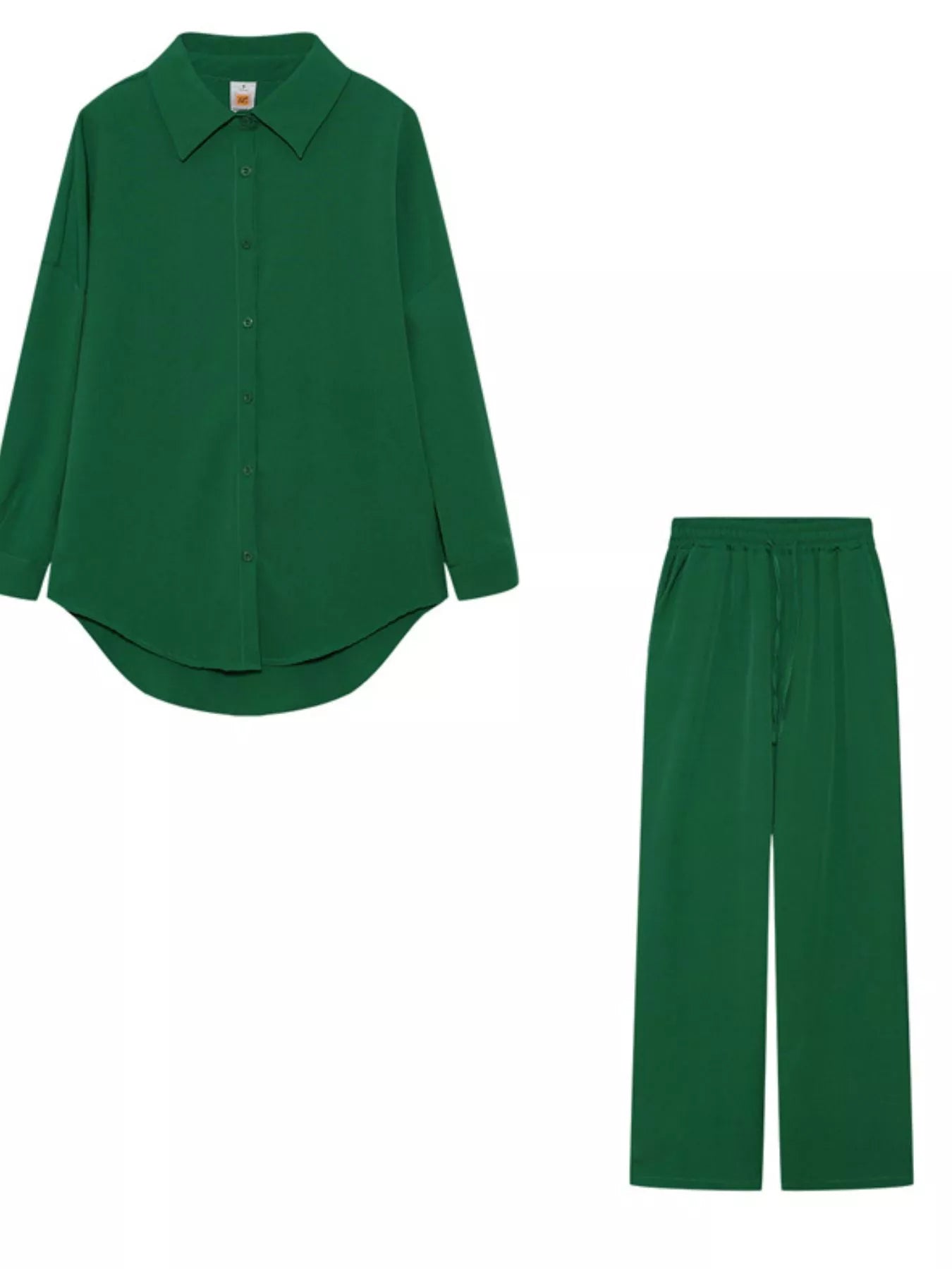 Full Size Button Up Shirt and Pants Set Plus Size