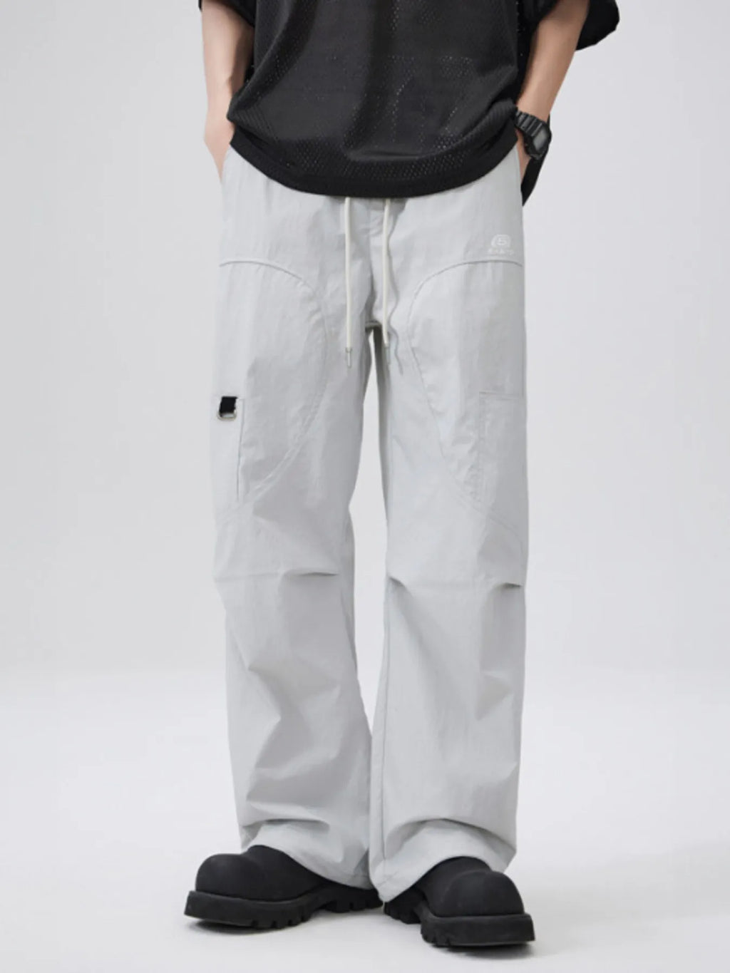 Men's Lightweight Drawstring Wide-Leg Pants