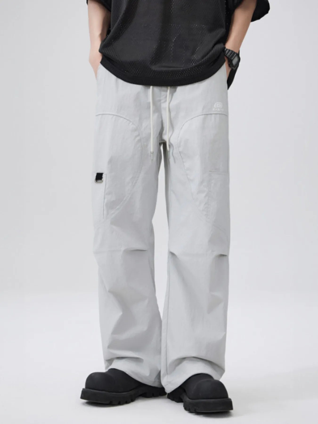 Men's Lightweight Drawstring Wide-Leg Pants