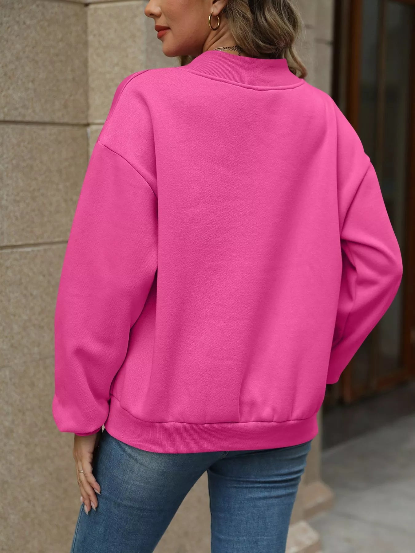 V-Neck Solid Color Casual Sweatshirt