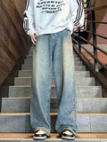 Men's Full Size Vintage Wash Wide Leg Jeans Plus Size