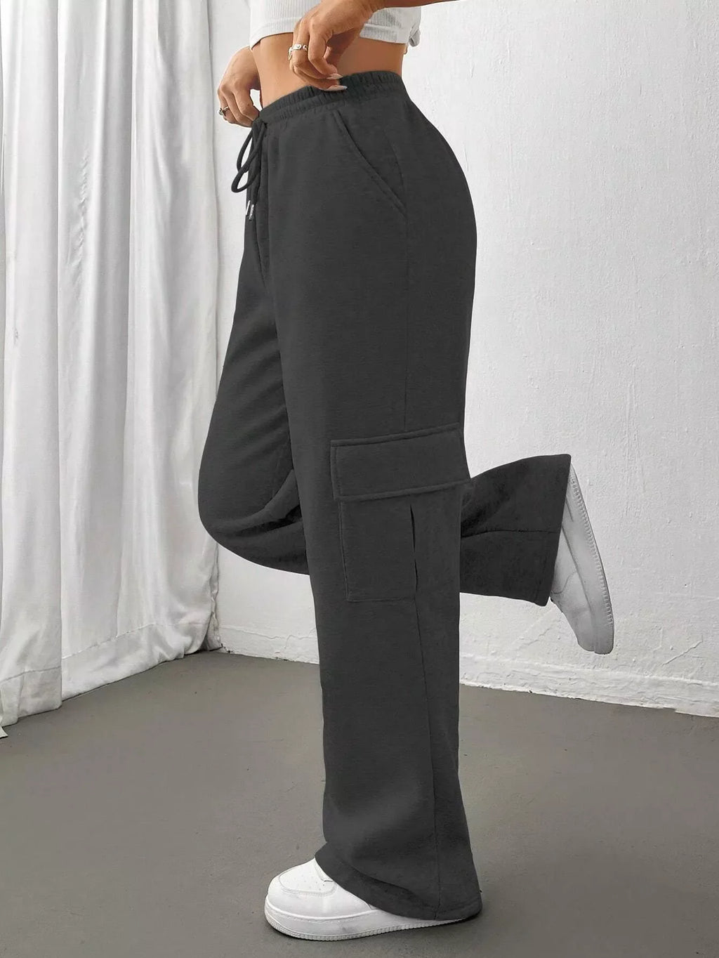 Relaxed Fit Pants with Drawstring Waist
