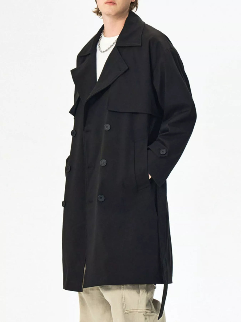 Men's Full Size Double-Breasted Trench Coat Plus Size