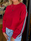 Contrast Striped Detail Varsity Sweatshirt