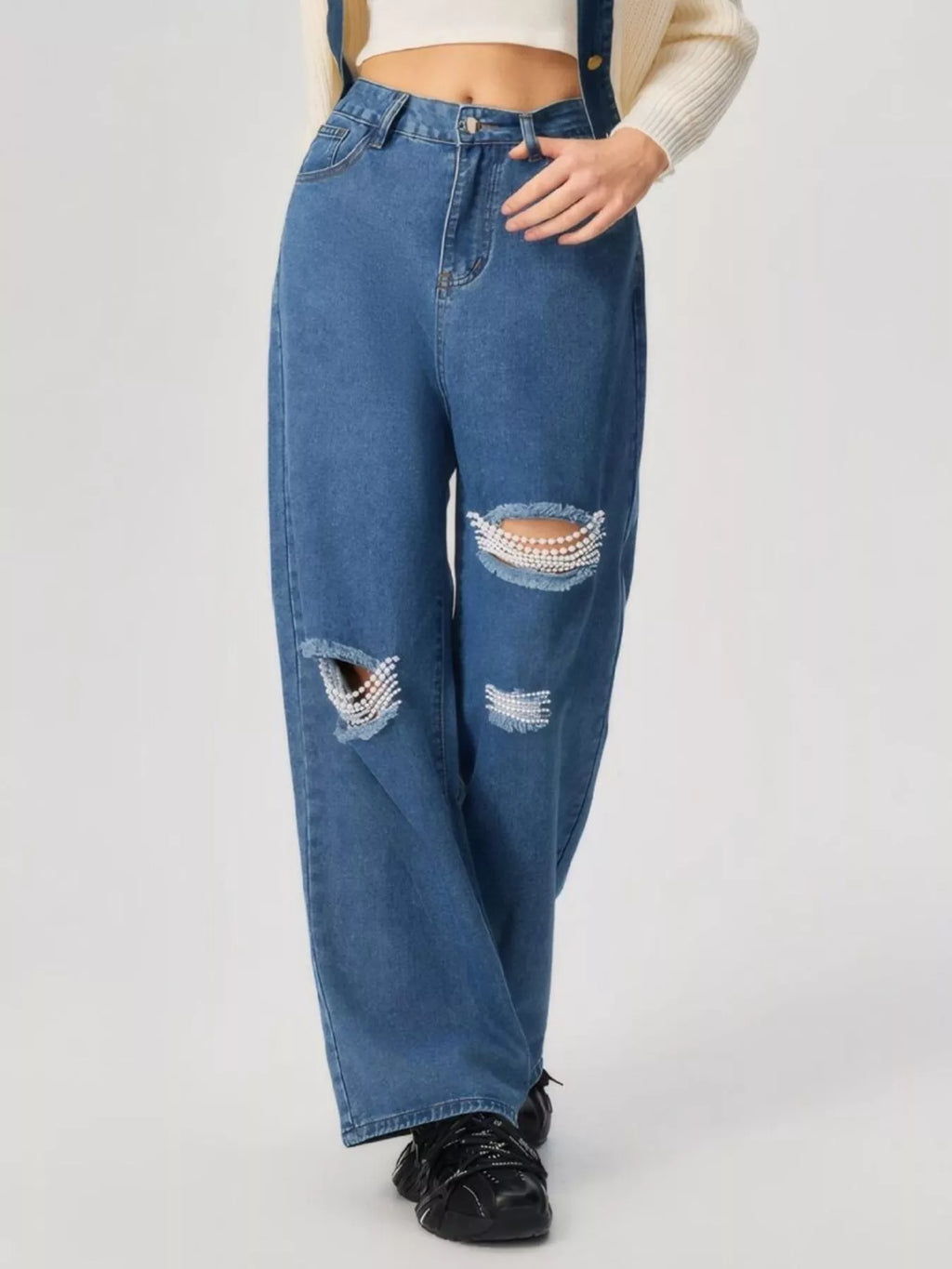 Distressed Wide Leg Jeans