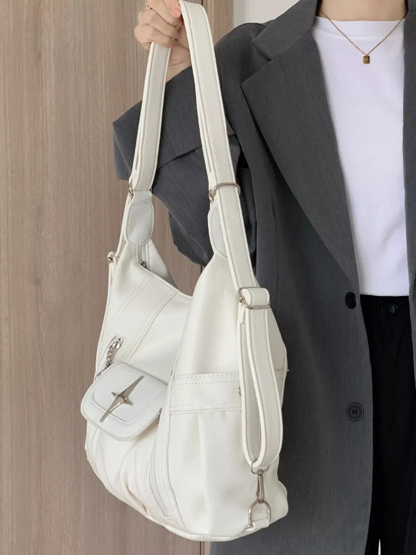 Adjustable Strap Star Decor Convertible Crossbody Bag