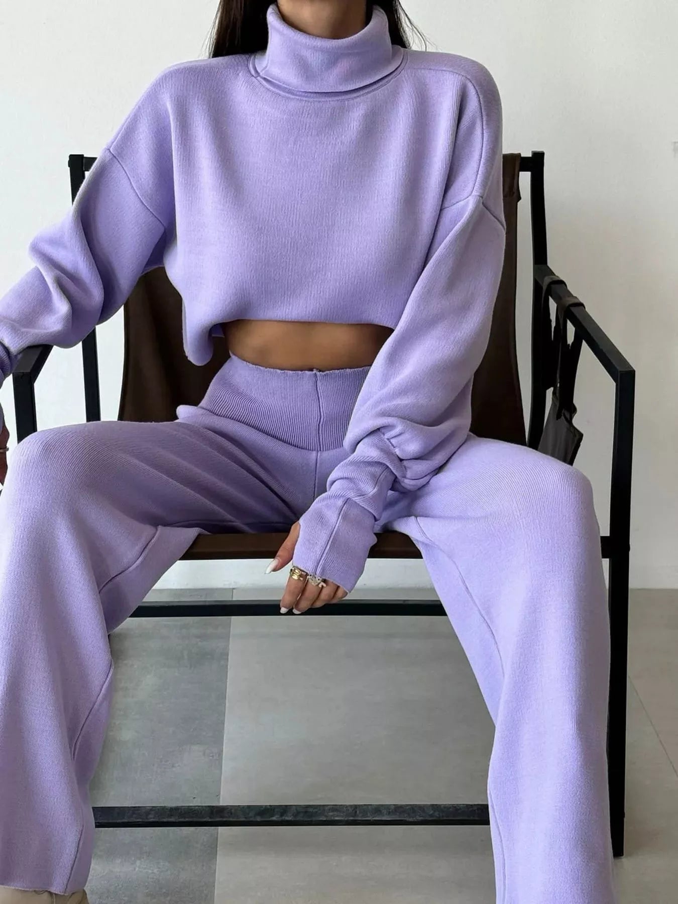 Turtleneck Long Sleeve Top & Pants Set