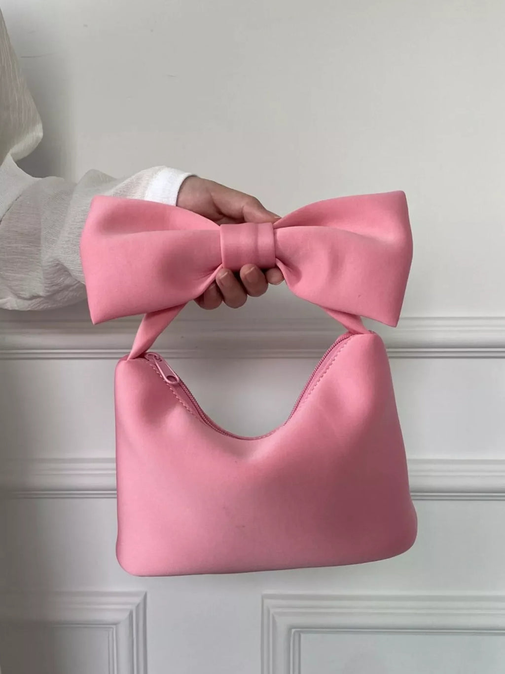 Solid Color Bow Handbag