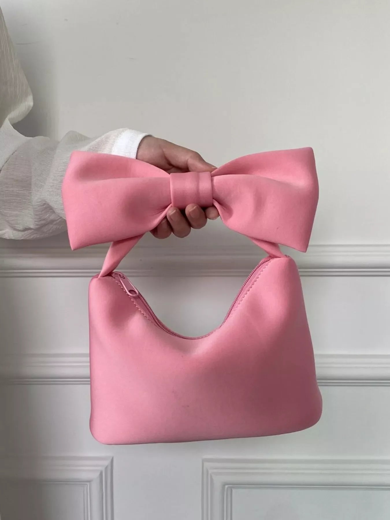 Solid Color Bow Handbag