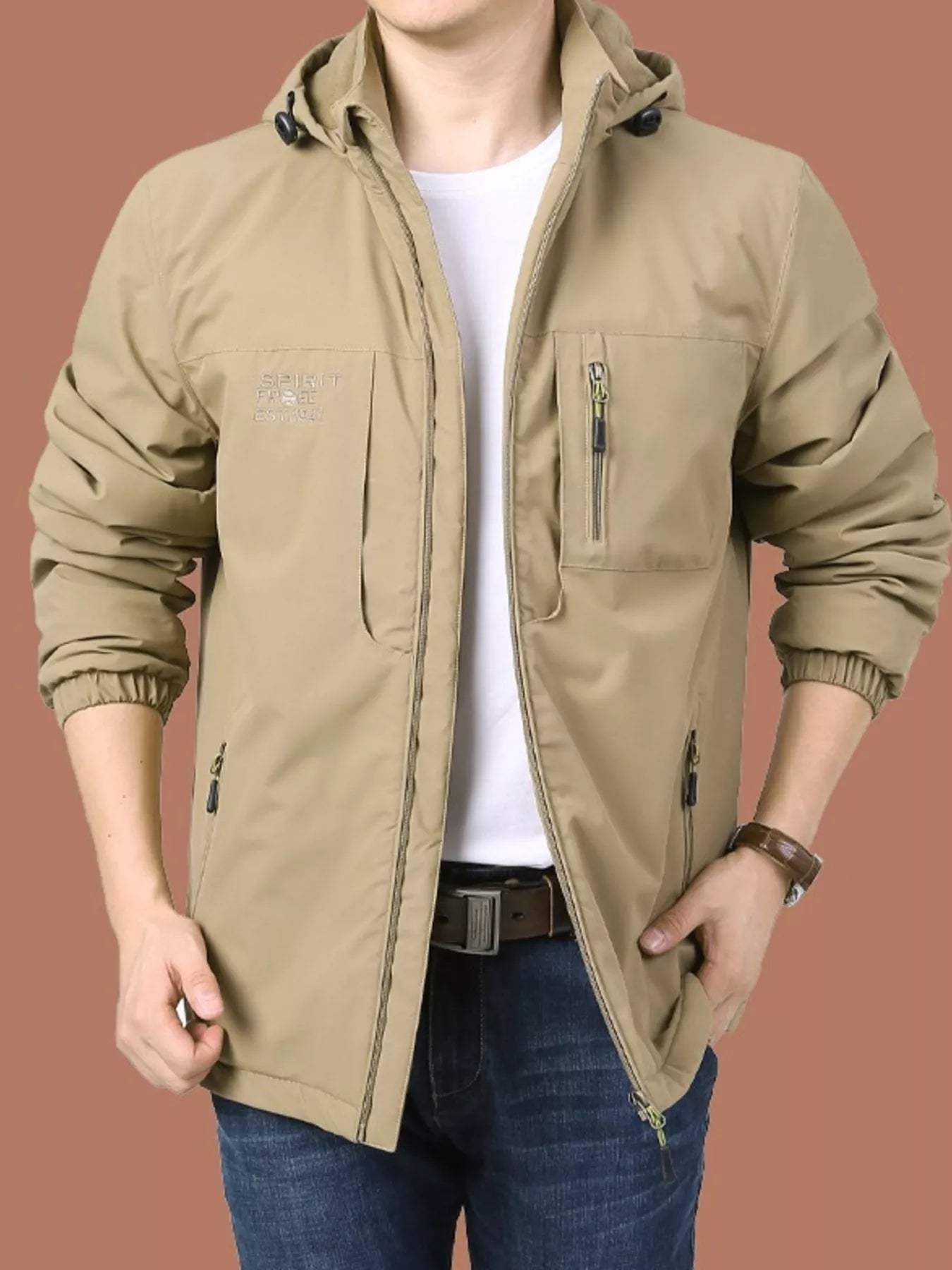 Men's Plus Size Lightweight Hooded Windproof Outdoor Jacket