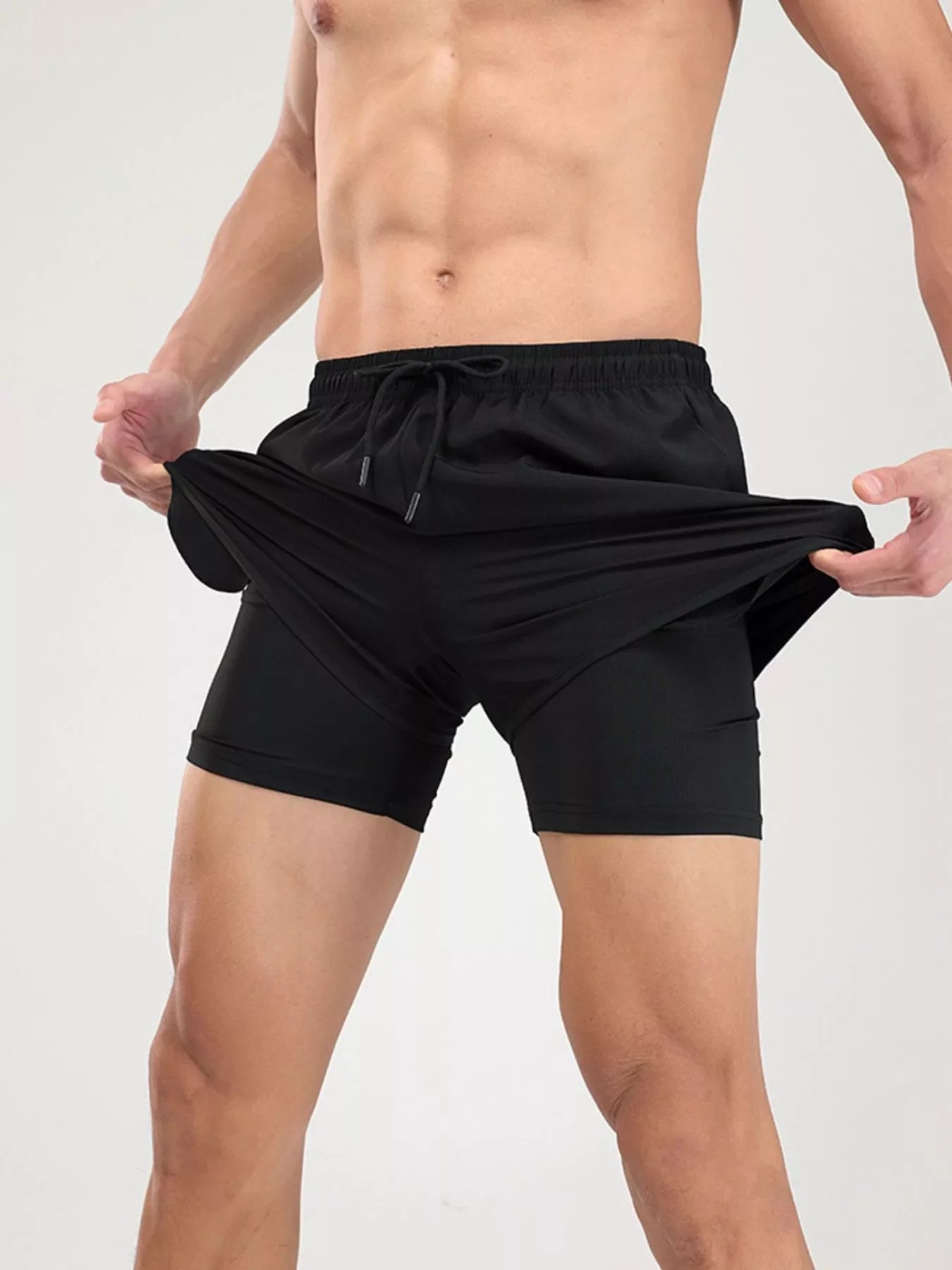 Men's Plus Size Drawstring Active Shorts