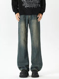 Men's Plus Size Vintage Wash Wide Leg Jeans