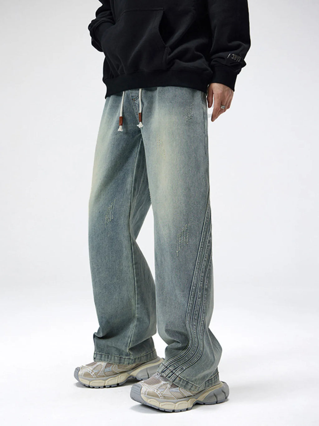 Men's Plus Size Wash Wide Leg Jeans