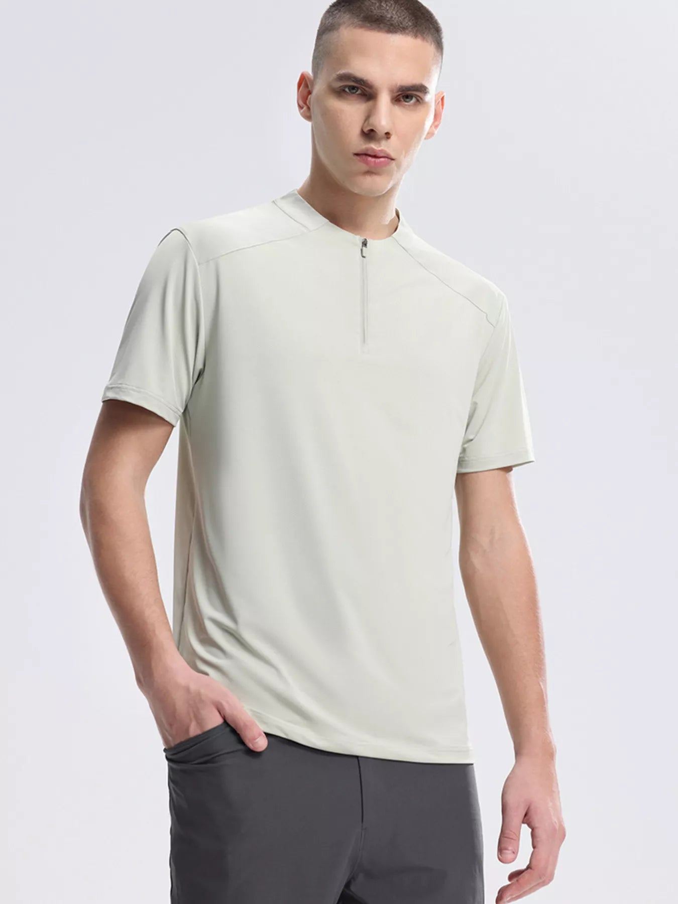 Men's Quarter Zip Short Sleeve Active T-Shirt
