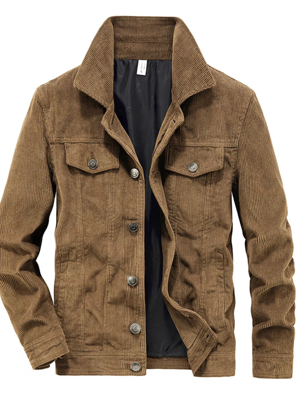 Men's Plus Size Corduroy Button-Down Casual Jacket