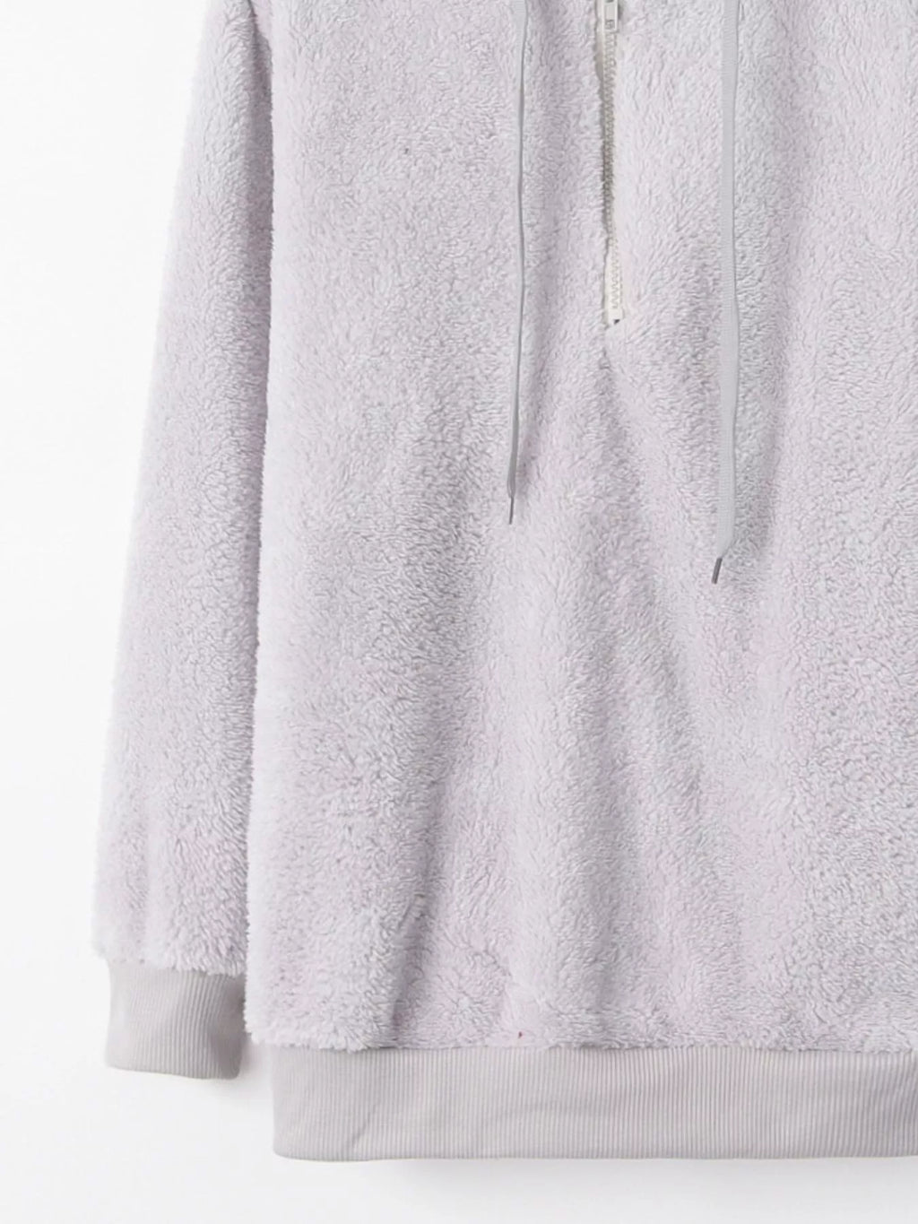 Full Size Half Zip Drawstring Fleece Hoodie Plus Size