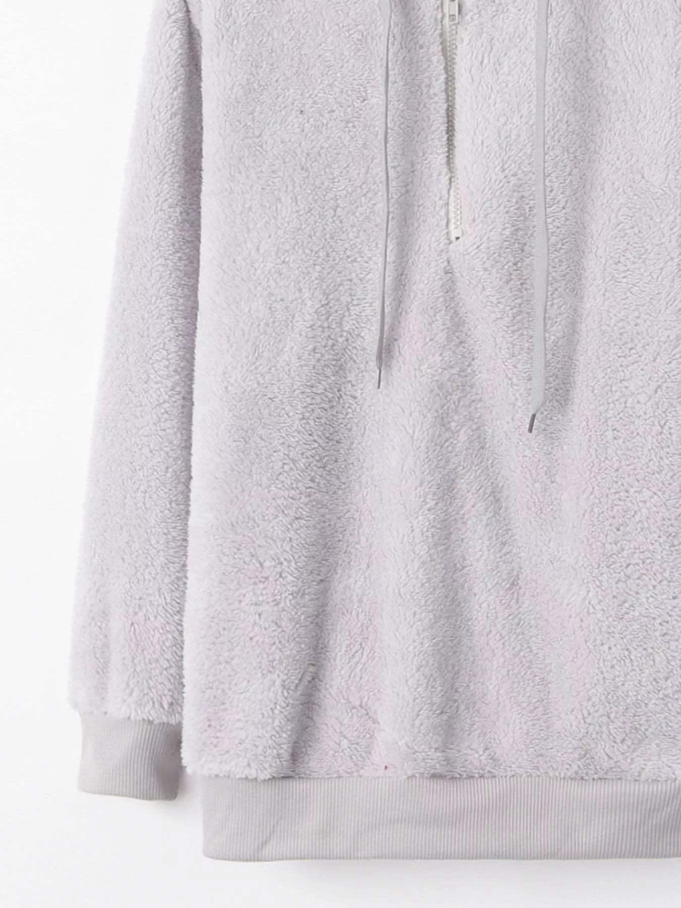 Full Size Half Zip Drawstring Fleece Hoodie Plus Size