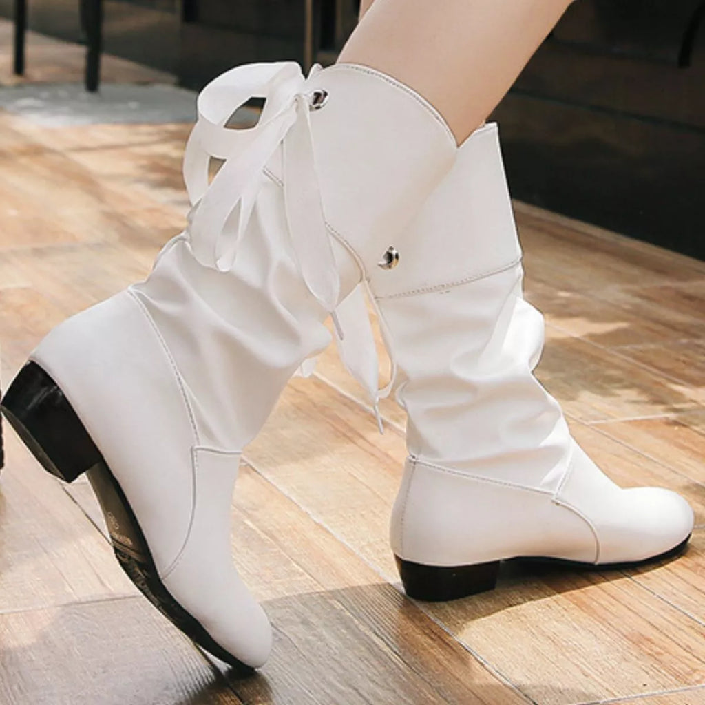 Round Toe Block Heels Boots