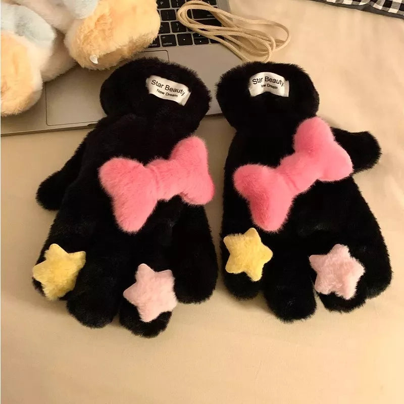 Star Plush Winter Gloves