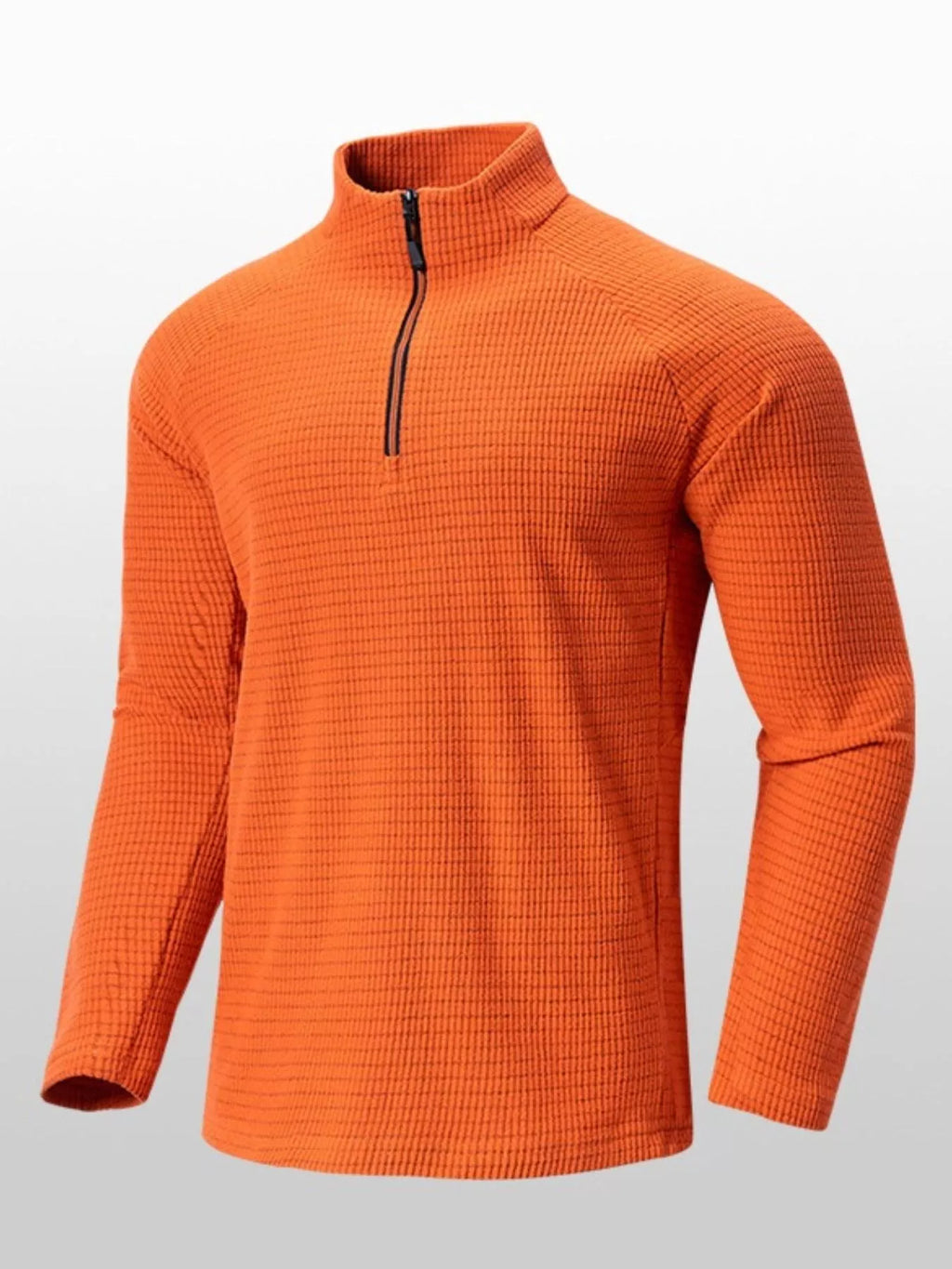 Men's Plus Size Textured Quarter-Zip Long Sleeve Top
