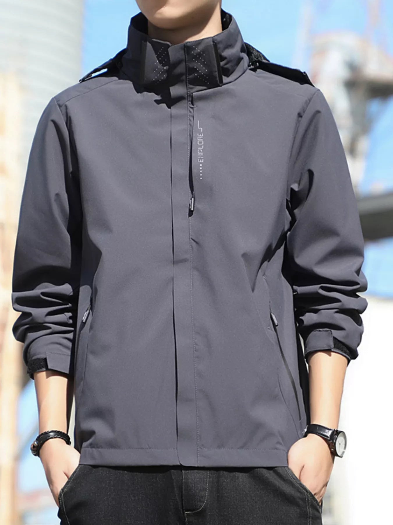 Men's Plus Size Casual Windproof Hooded Jacket