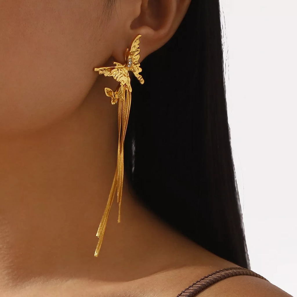 Butterfly Fringe Dangle Earrings