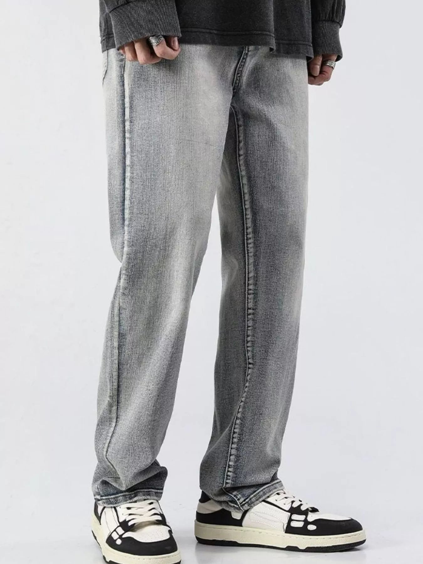 Men's Full Size Vintage Wash Loose Fit Jeans Plus Size