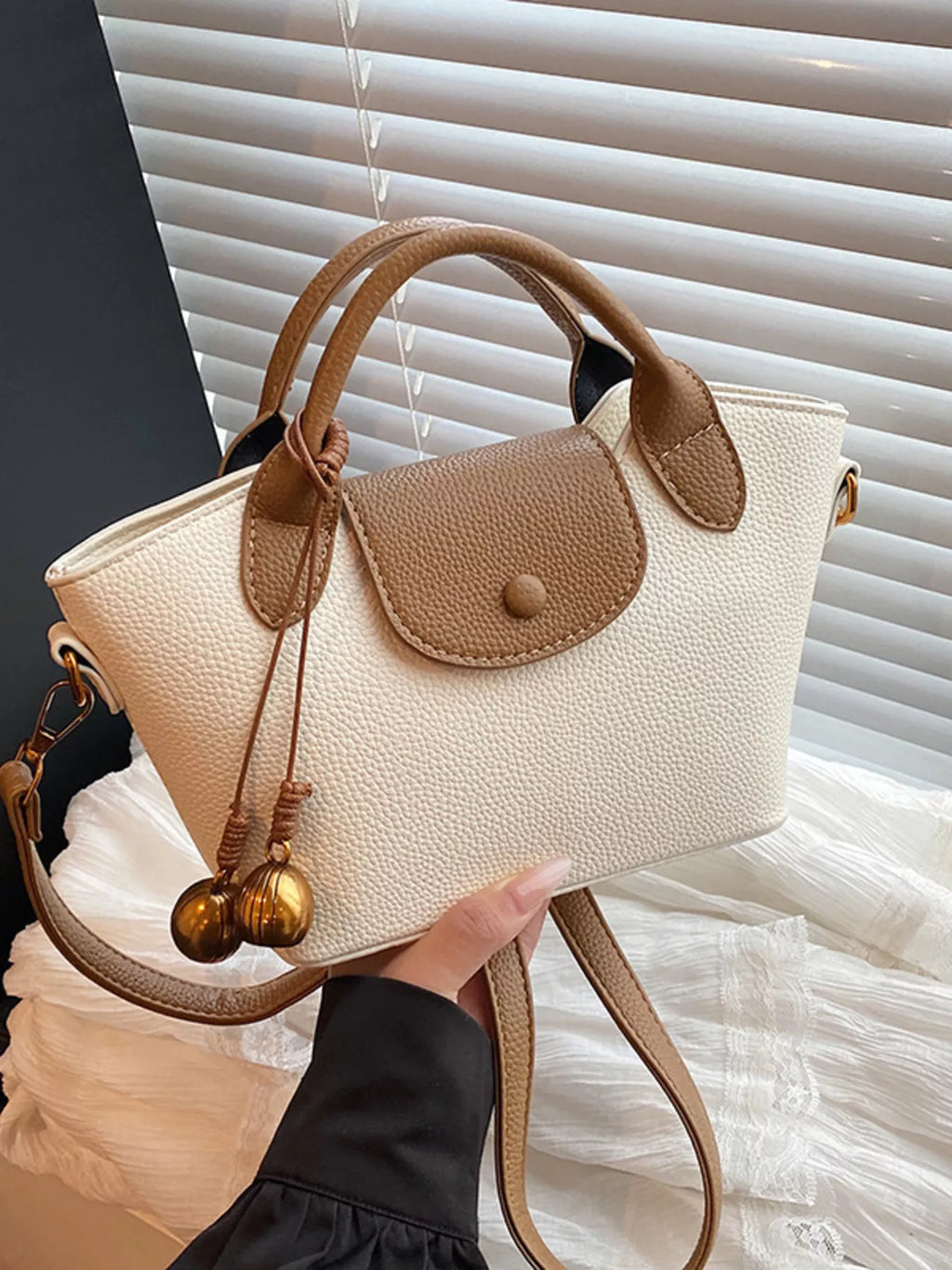 Top Handle Leather Crossbody Bag