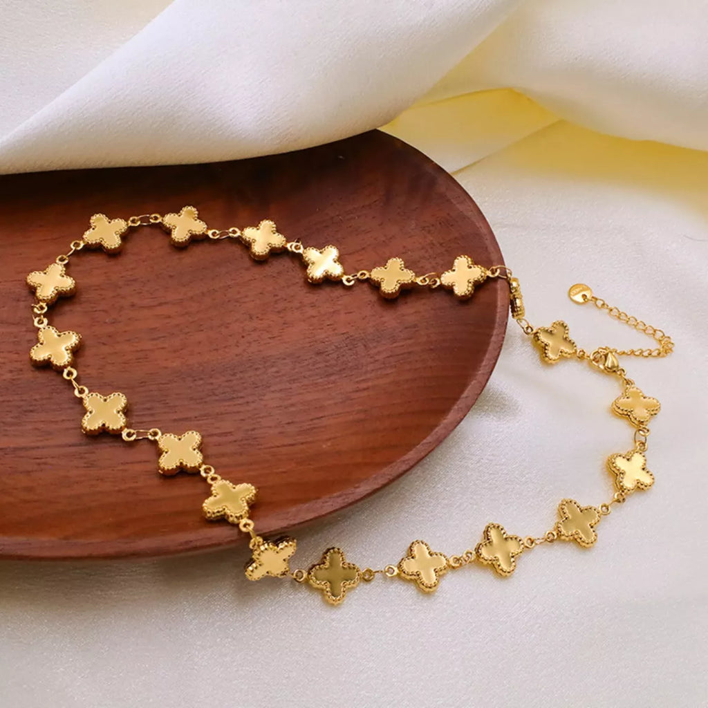 18K Gold-Plated Clover Charm Necklace