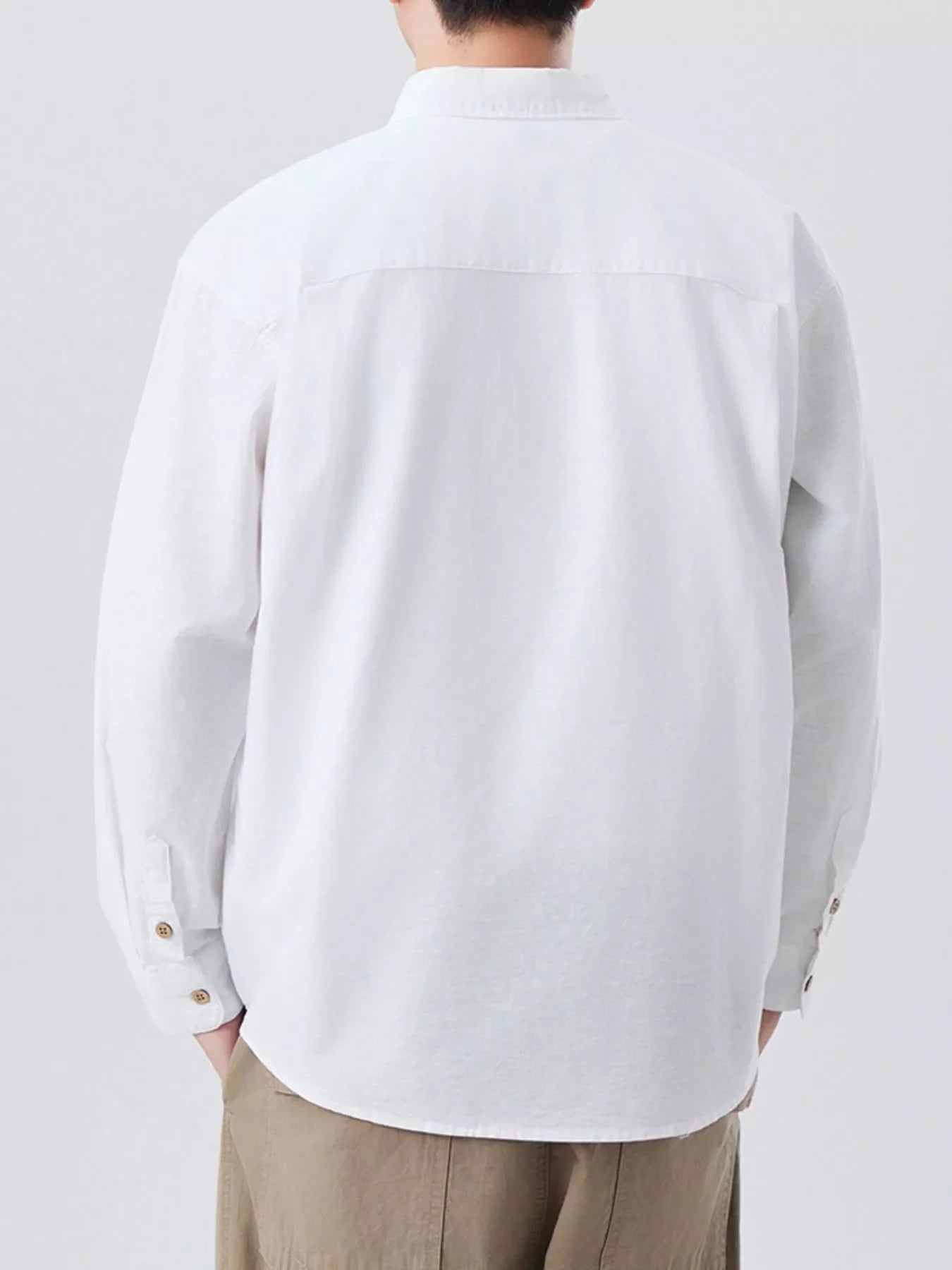 Men's Plus Size Casual Solid Color Long Sleeve Shirt