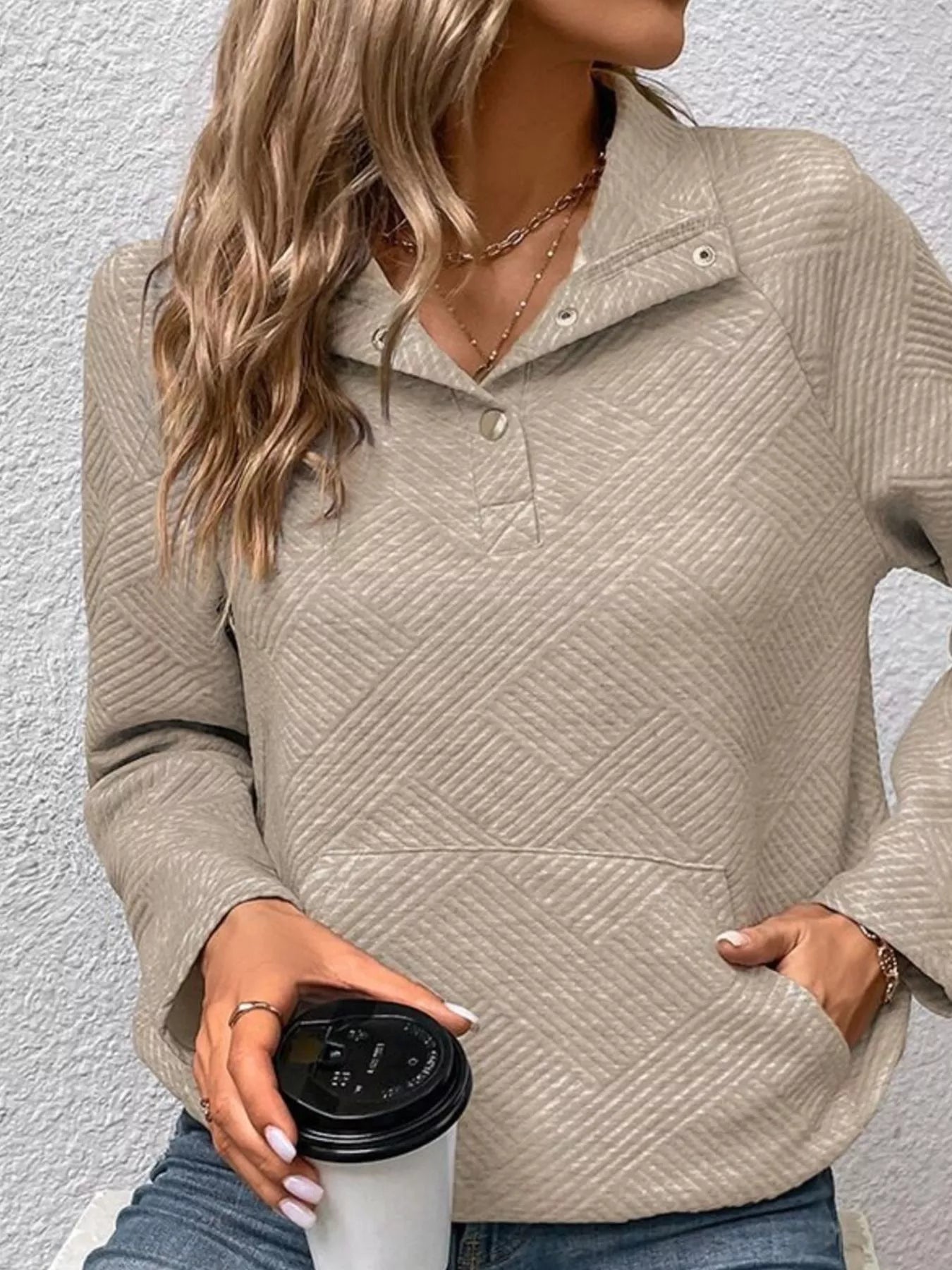 Textured Quarter Snap Sweatshirt