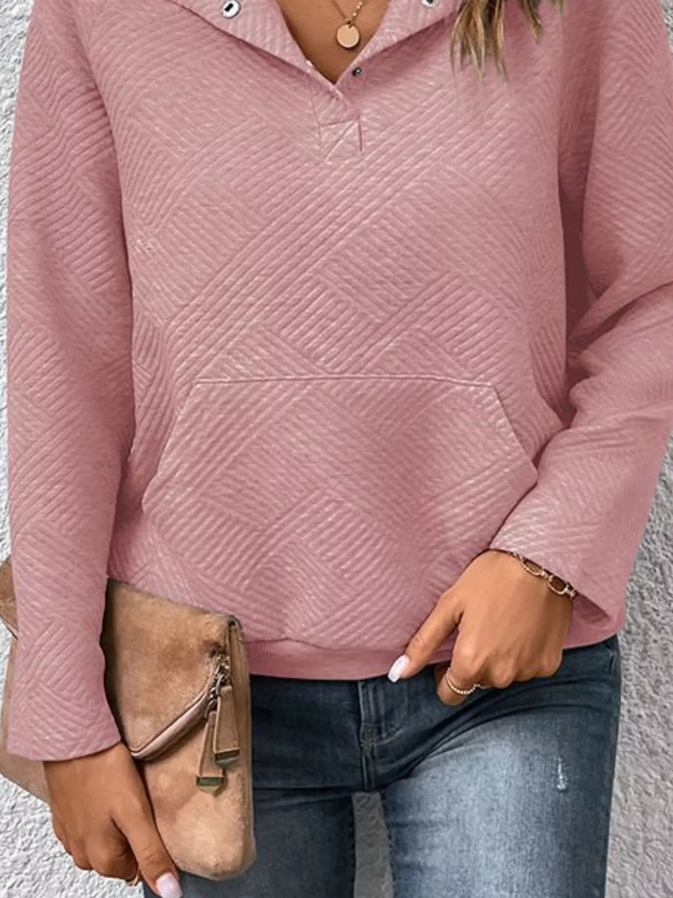 Textured Quarter Snap Sweatshirt