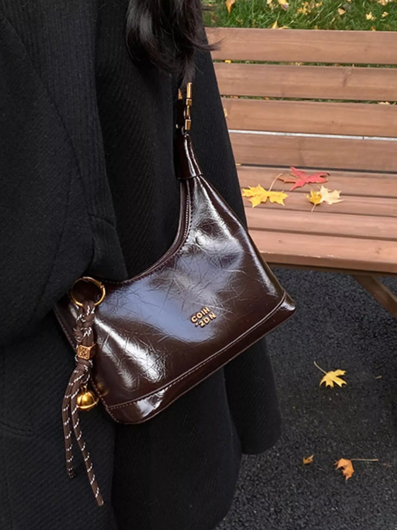 Leather Crossbody Bag with Charm