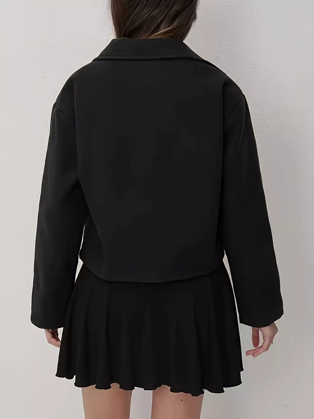 Cropped Zip-Up Pocketed Jacket