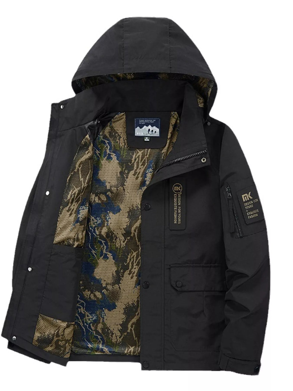 Men's Plus Size Hooded Zip Up Outdoor Jacket