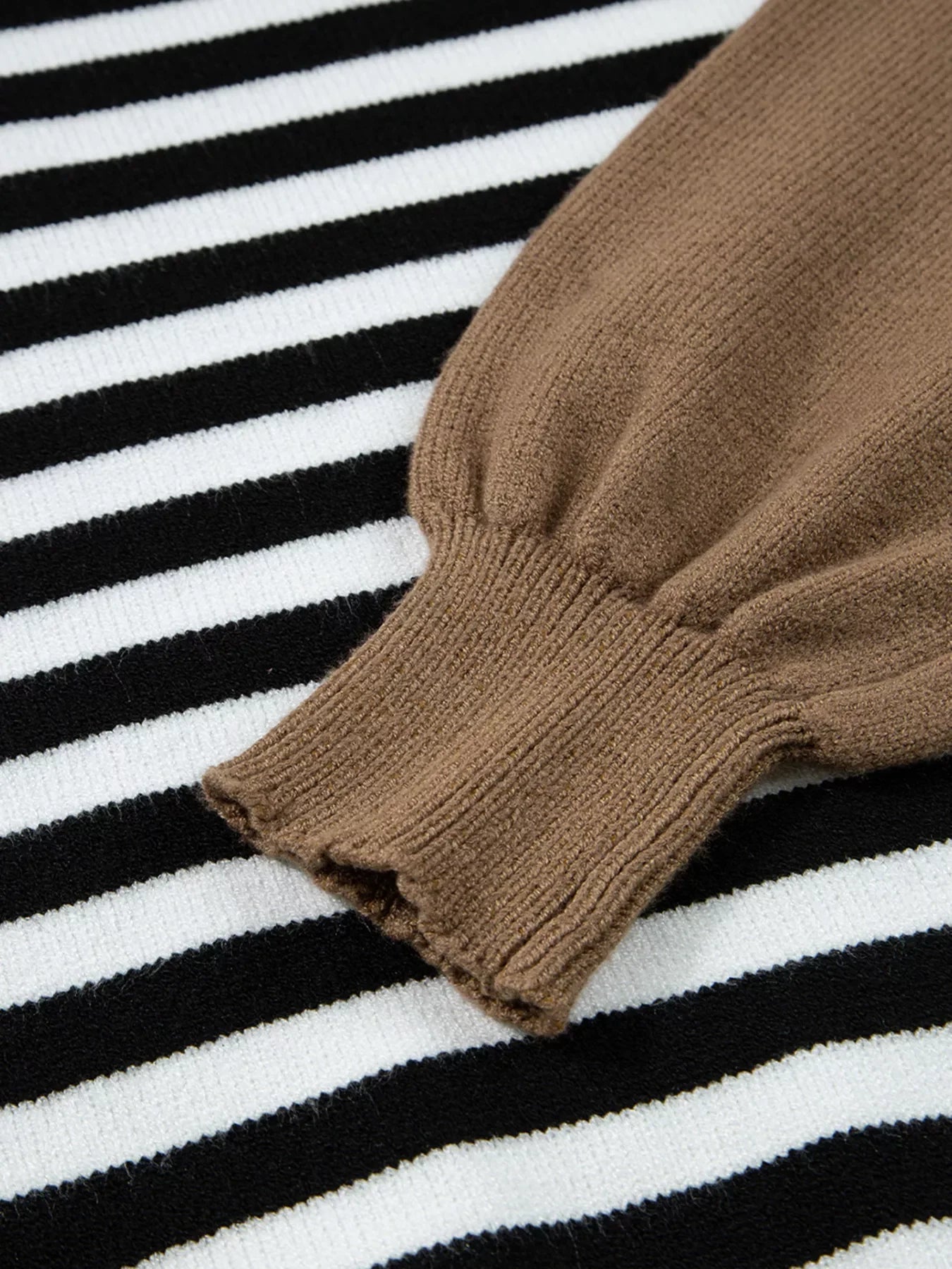 Striped Panels Colorblock Sleeve Sweater