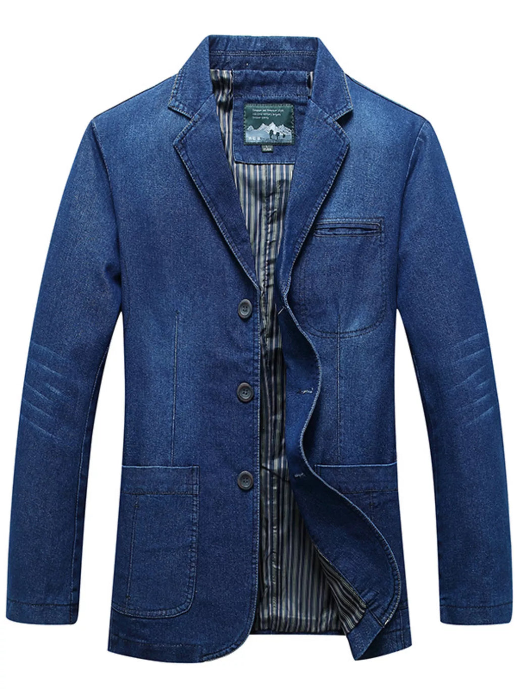 Men's Plus Size Button Down Denim Blazer Jacket