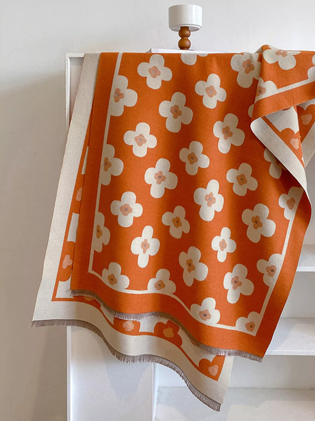 Floral Print Raw Hen Scarf