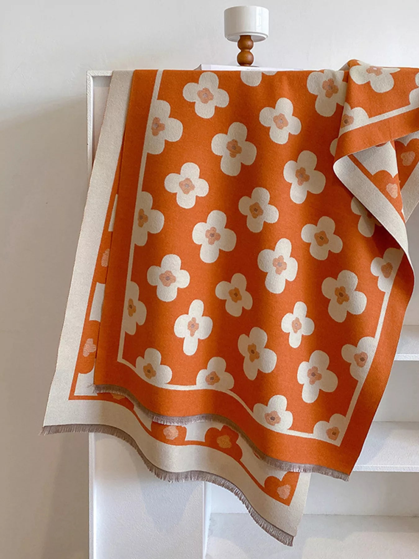 Floral Print Raw Hen Scarf