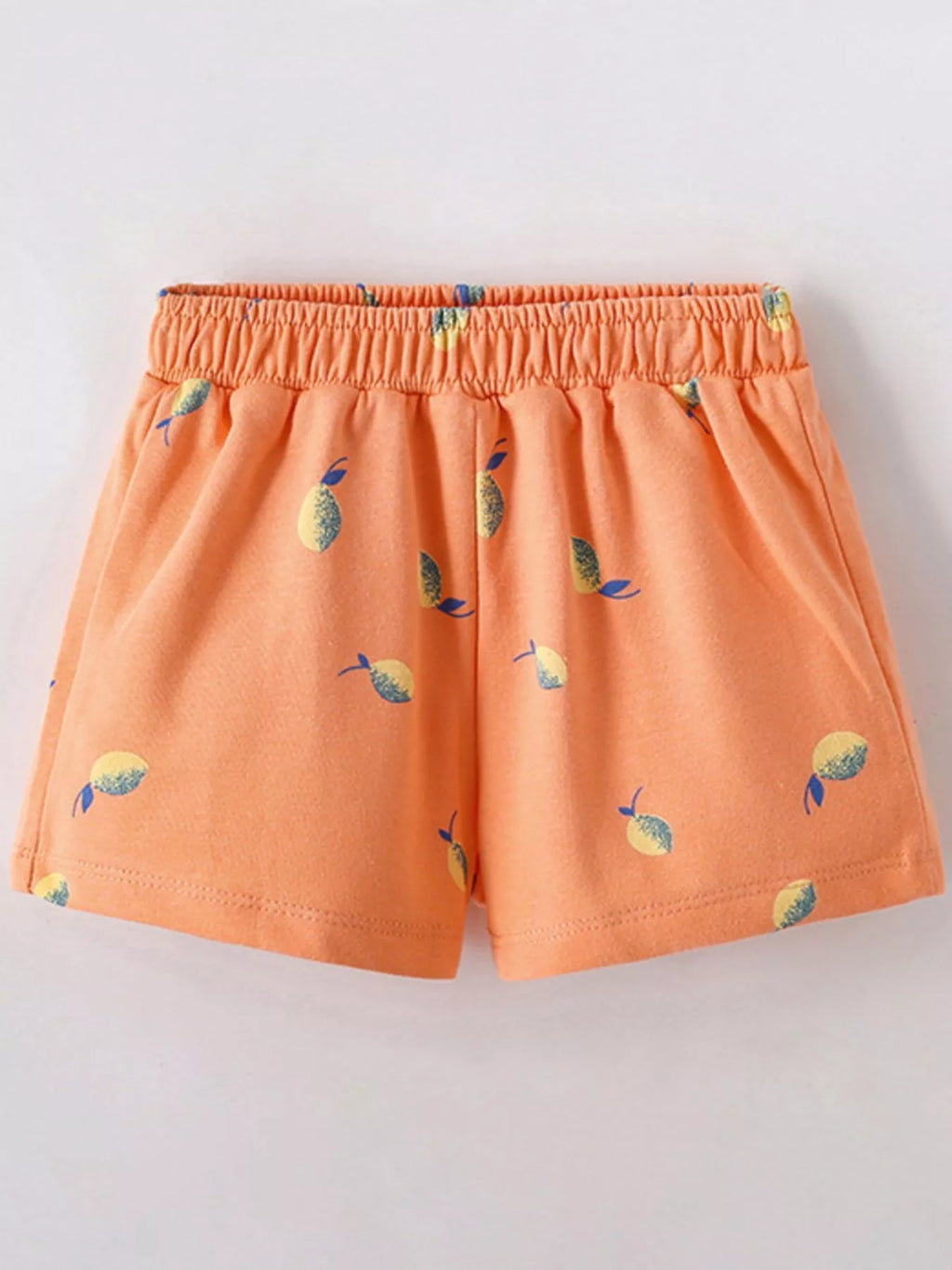 Children's Lemon Print Elastic Waist Casual Shorts