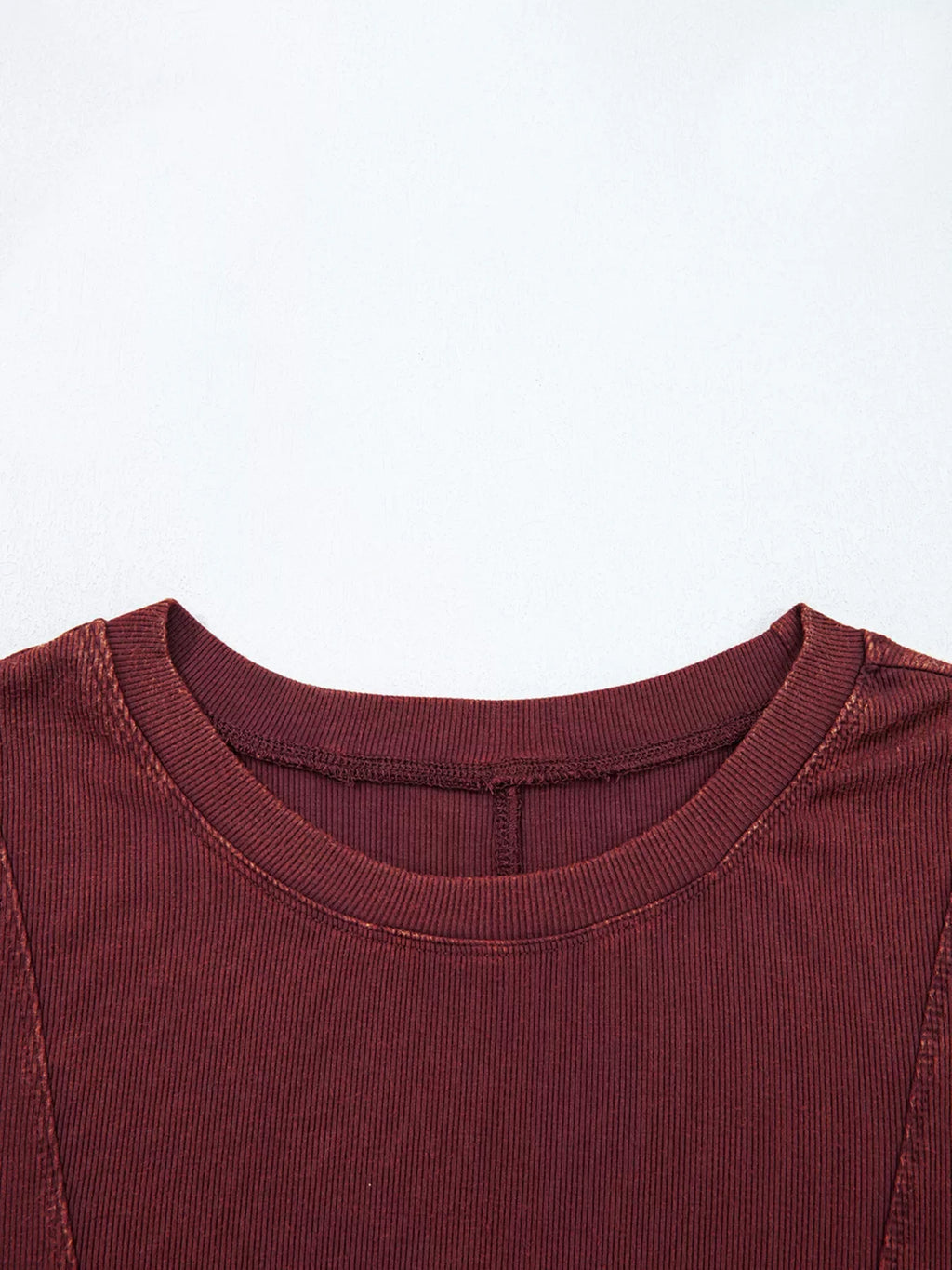 Exposed Seam Ribbed Long Sleeve Top