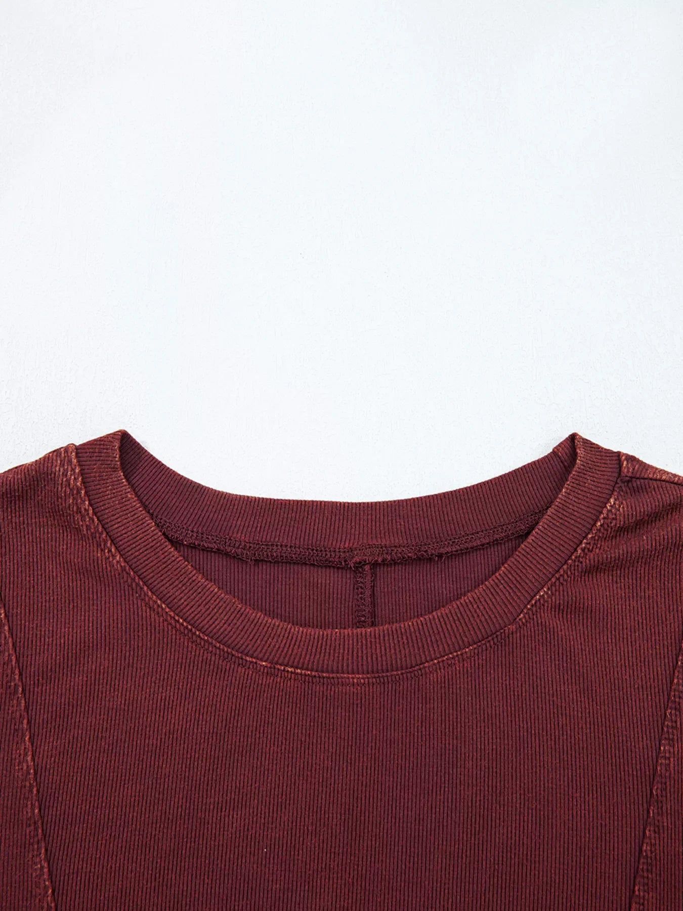Exposed Seam Ribbed Long Sleeve Top