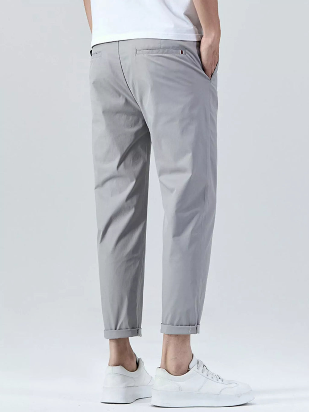 Men's Casual Straight-Leg Cropped Pants