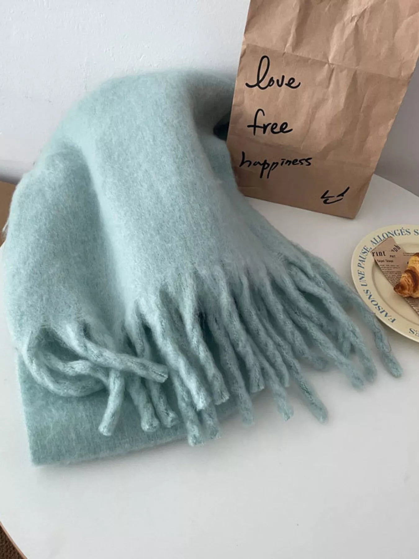 Solid Color Fringe Scarf