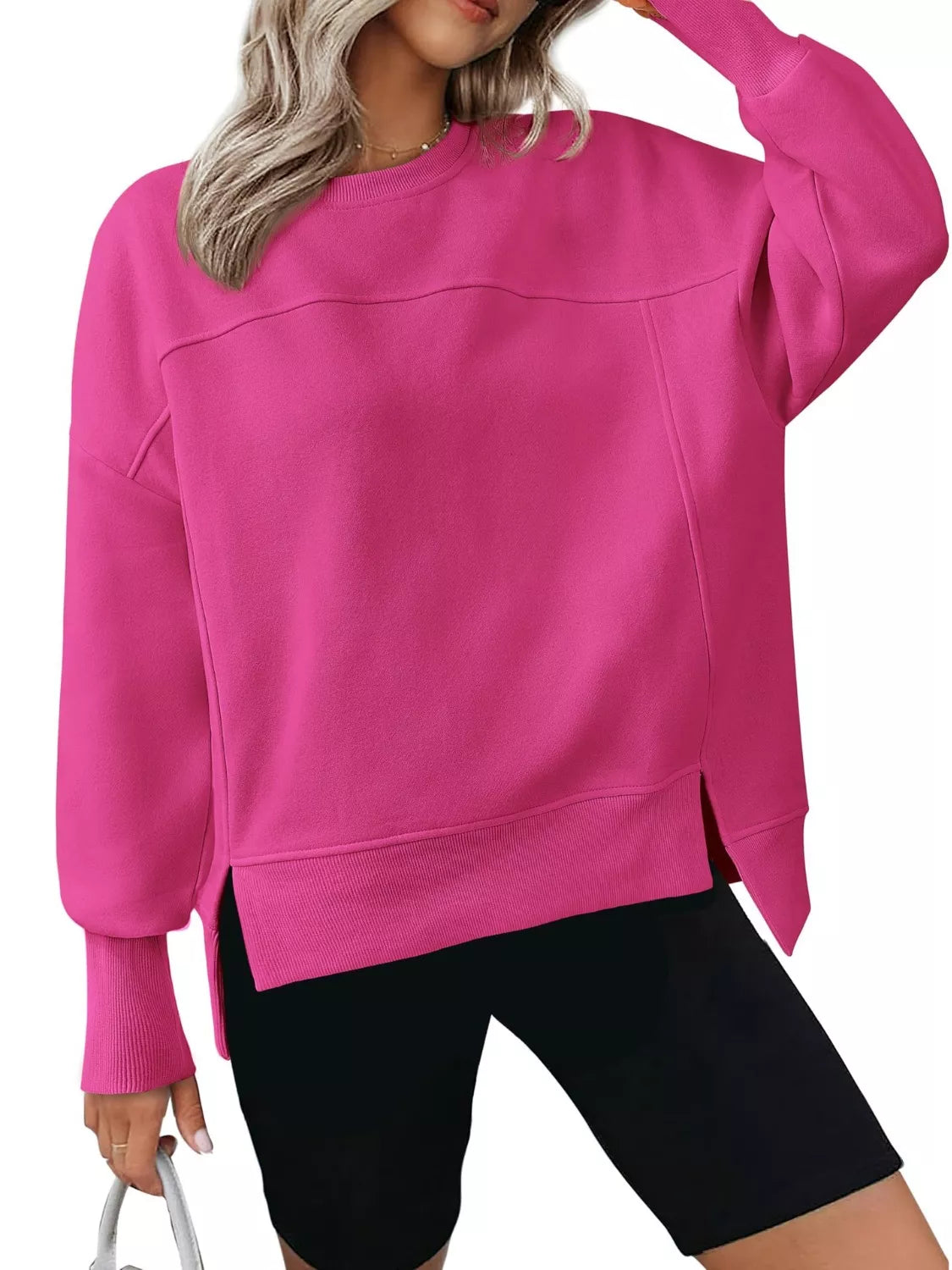 Casual Loose Side Slit Sweatshirt