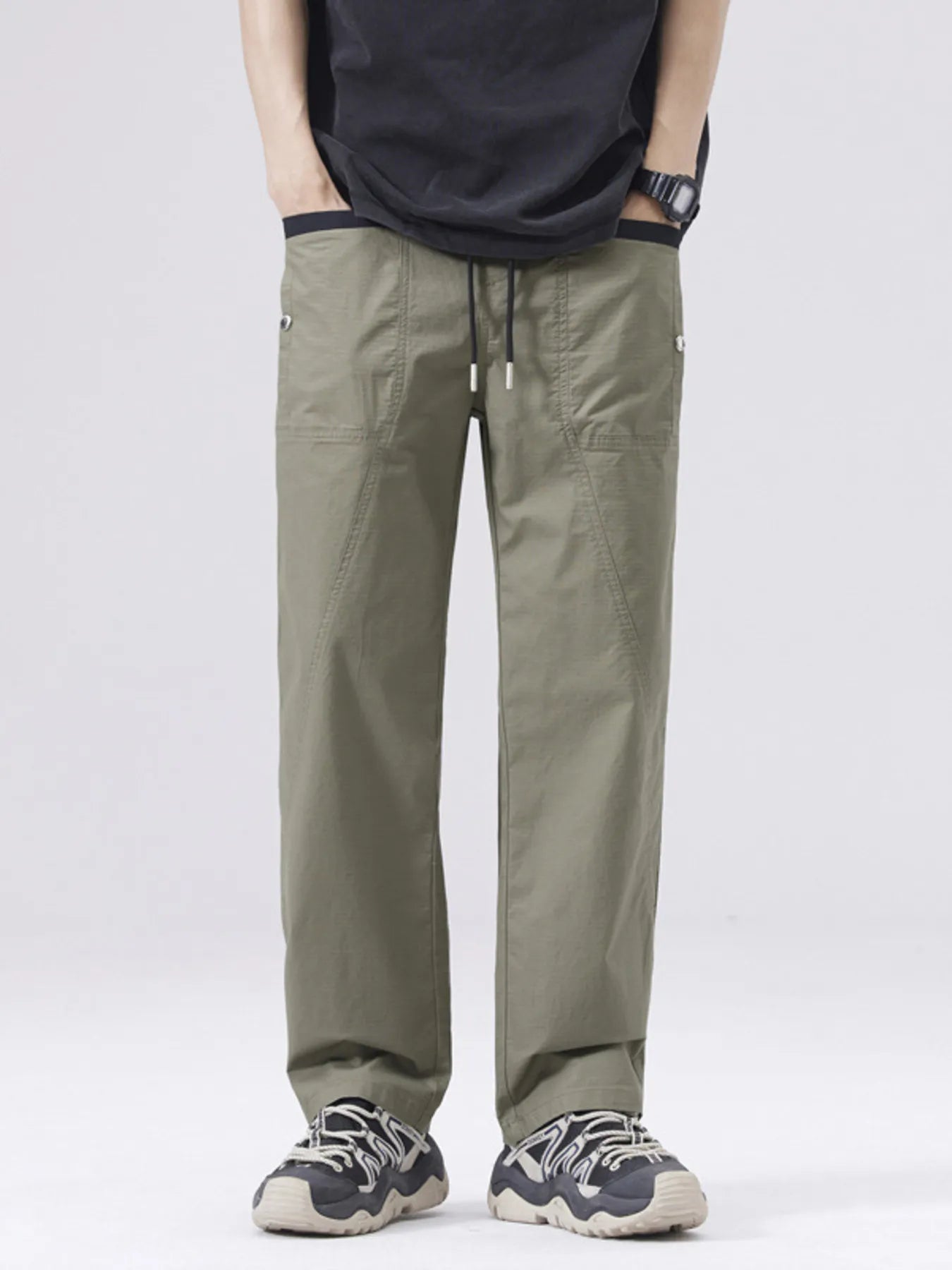 Men's Full Size Casual Drawstring Cargo Pants Plus Size