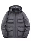 Men's Plus Size Multi-Pocket Hooded Outdoor Jacket