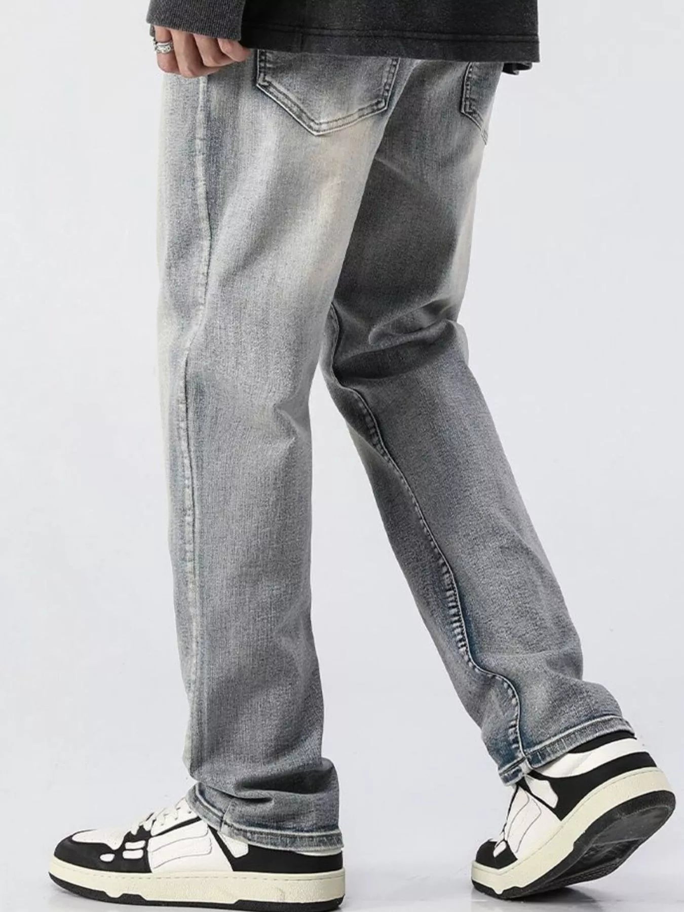 Men's Full Size Vintage Wash Loose Fit Jeans Plus Size