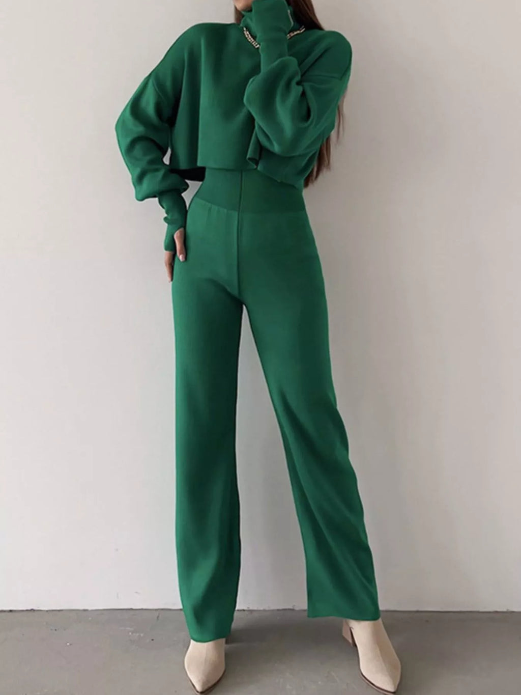 Turtleneck Long Sleeve Top & Pants Set