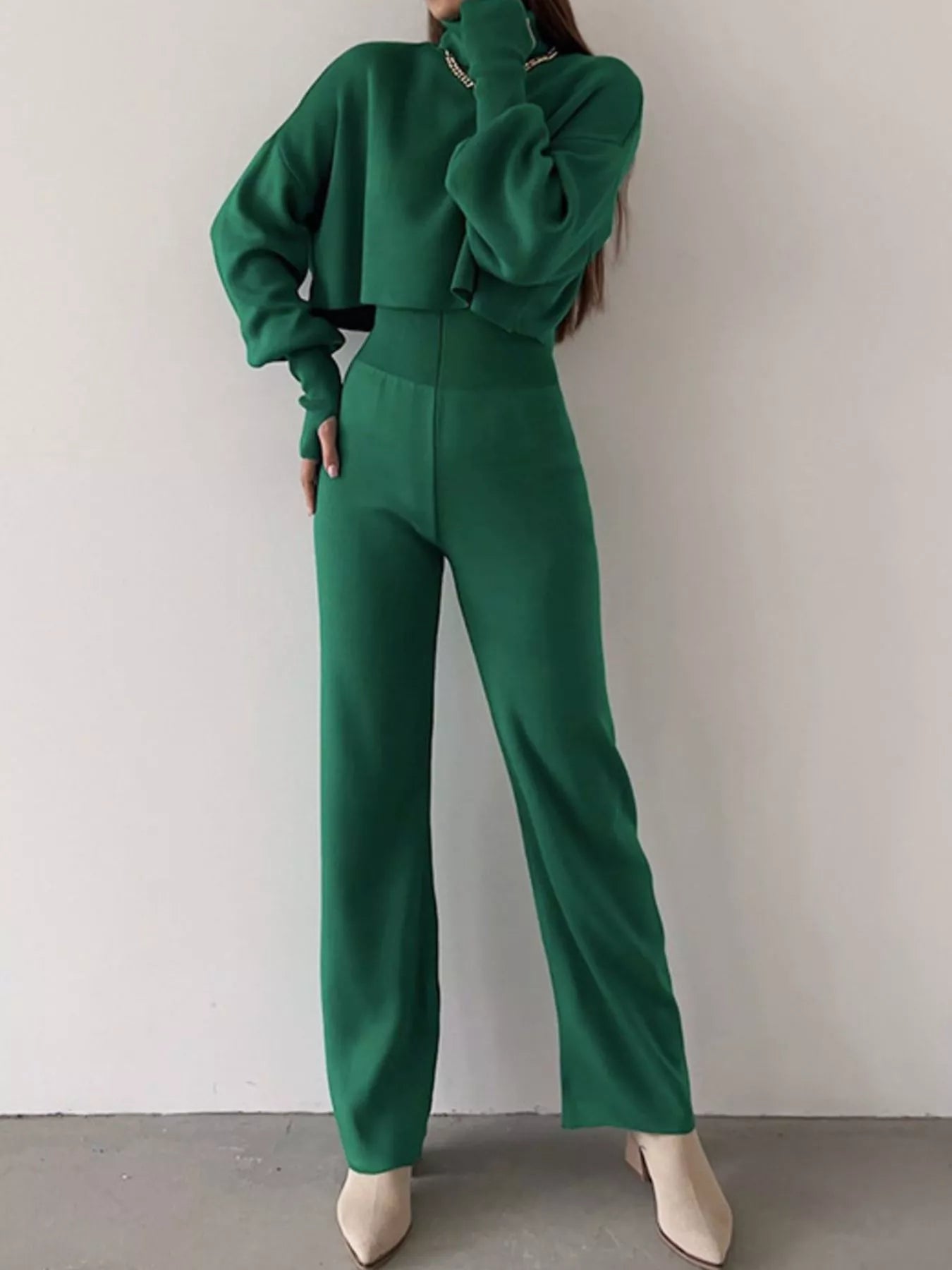 Turtleneck Long Sleeve Top & Pants Set